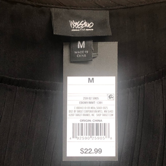 MOSSIMO - SHEER BLACK BLOUSE TIES IN FRONT. - Picture 3 of 6